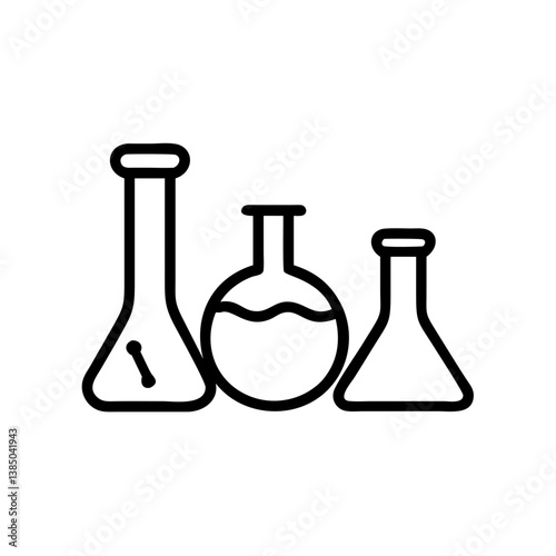 Chemical test tube pictogram icons set.  equipment isolated on white. Experiment flasks for science experiment. chemical lab equipment isolated icons on white background: flask, test tube
