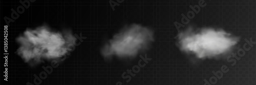 White smoke or fog flow on floor. Large mist in dark room on black background. Smoke on stage studio. White cloud