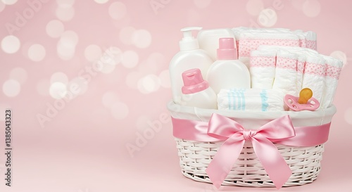 Adorable Baby Girl Gift Basket with Diapers and Lotion
