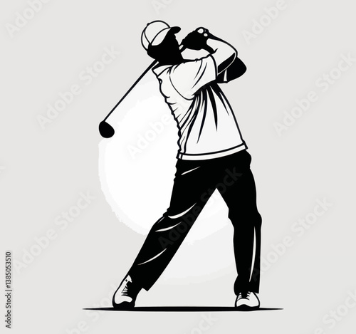 Powerful Golf Swing Silhouette Sport Athlete Action