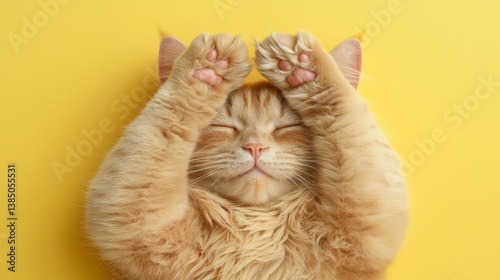 The image of a depressed and anxious orange tabby kitten standing alone on a yellow background highlights the importance of addressing mental health issues like shyness and anti-social behavior