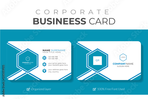 Minimalist business card template for corporate identity
