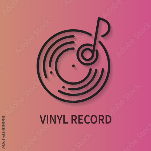 An icon with a disc jockey player. Gramophone, vinyl record, DJ, retro radio. Vector illustration