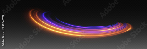 Abstract light lines of movement and speed, neon effect.