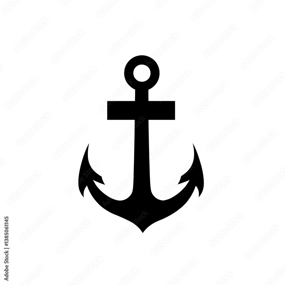 Nautical anchor symbol, graphic design, white background, simple icon, web use Nautical anchor symbol, graphic design, white background, simple icon, web use