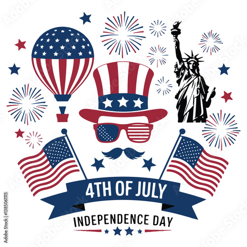 4th of July Independence Day Icons  A Patriotic USA Celebration 

