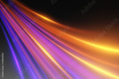Abstract light lines of movement and speed, neon effect.
