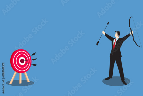 vector illustration of a businessman achieving his goals