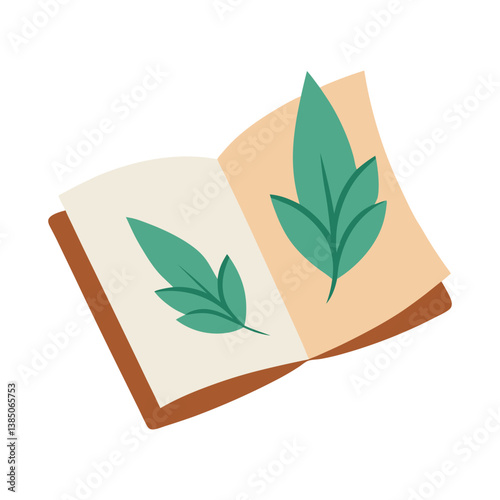  Pressed leaves in an open sketchbook