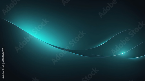 Elegant Teal Wave Abstract Background – Smooth Futuristic Curves on Dark Gradient Design
