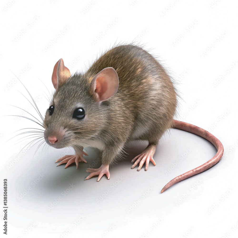 A small brown pack rat cautiously pauses on a clean white surface for Pack Rat Day A small brown pack rat cautiously pauses on a clean white surface for Pack Rat Day