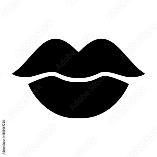 Flirting Icon - Black Lips Illustration on White Background  