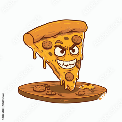 pizza slice illustration concept in cartoon style