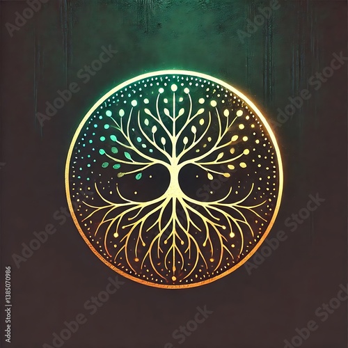 Glowing Tree with Circular Root Pattern