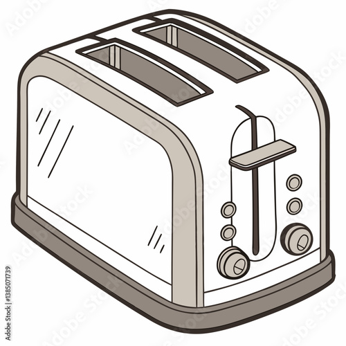 Toaster icon illustrated in a minimalist style with neutral colors