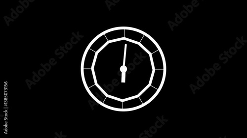 digital clock icon animation with black background. wall clock icon, tecnology