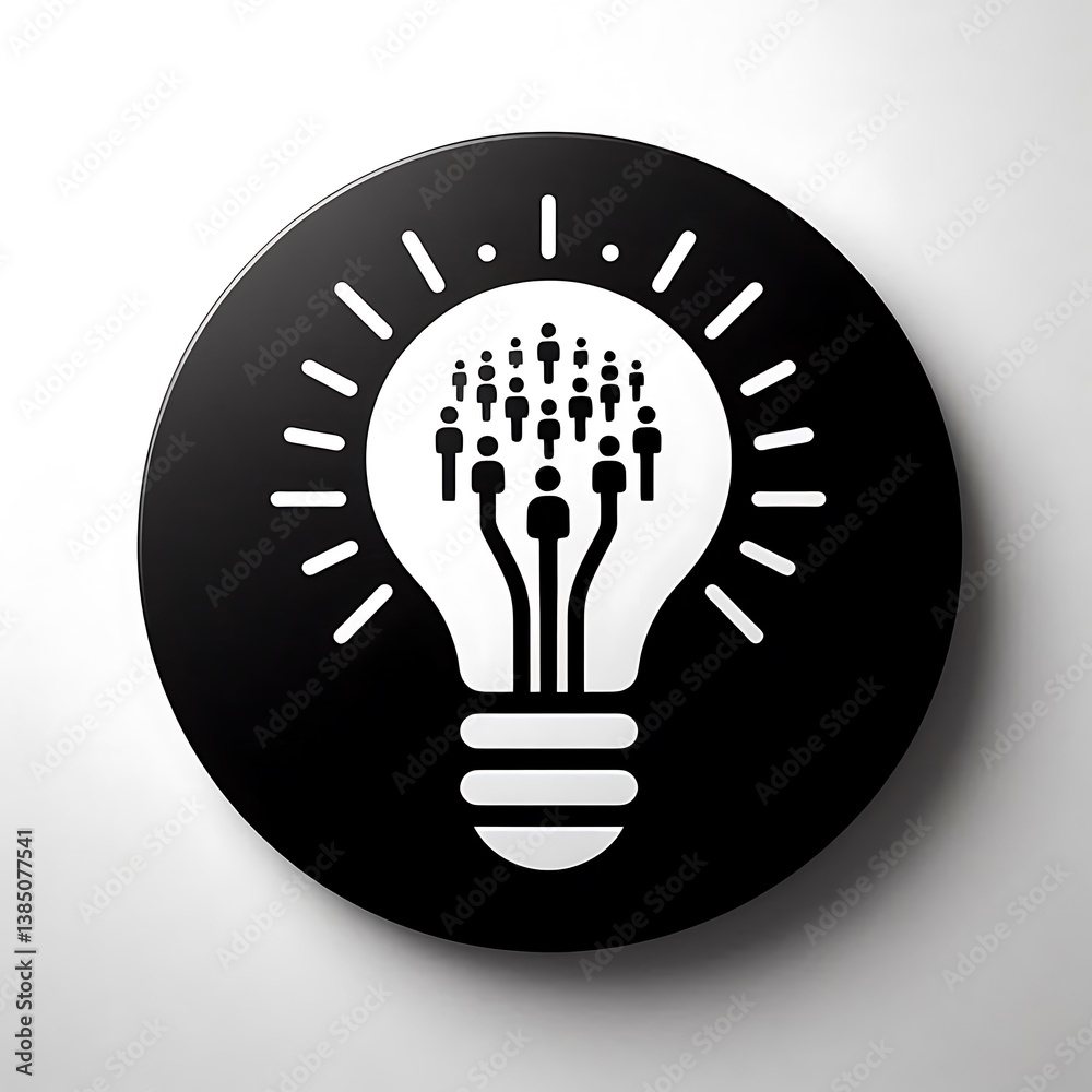 Minimalist Lightbulb with People Icon for Ideas Minimalist Lightbulb with People Icon for Ideas