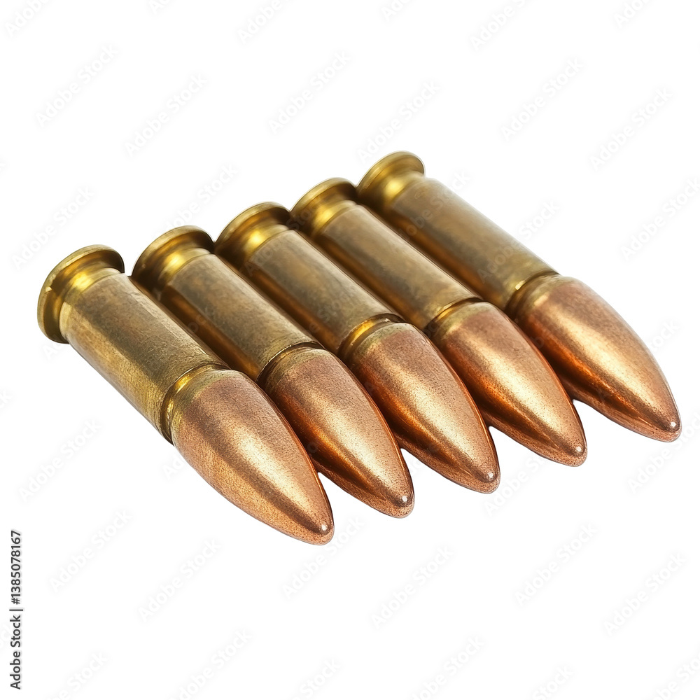 Stack of five weapon bullet cartridges arranged neatly on a Transparent background, stack weapon bullet cartridges on isolatedisolated on PNG background Stack of five weapon bullet cartridges arranged neatly on a Transparent background, stack weapon bullet cartridges on isolatedisolated on PNG background