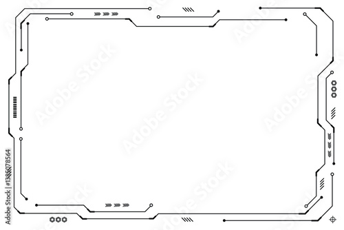 Black control panel abstract modern technology futuristic interface hud ui on white background.	