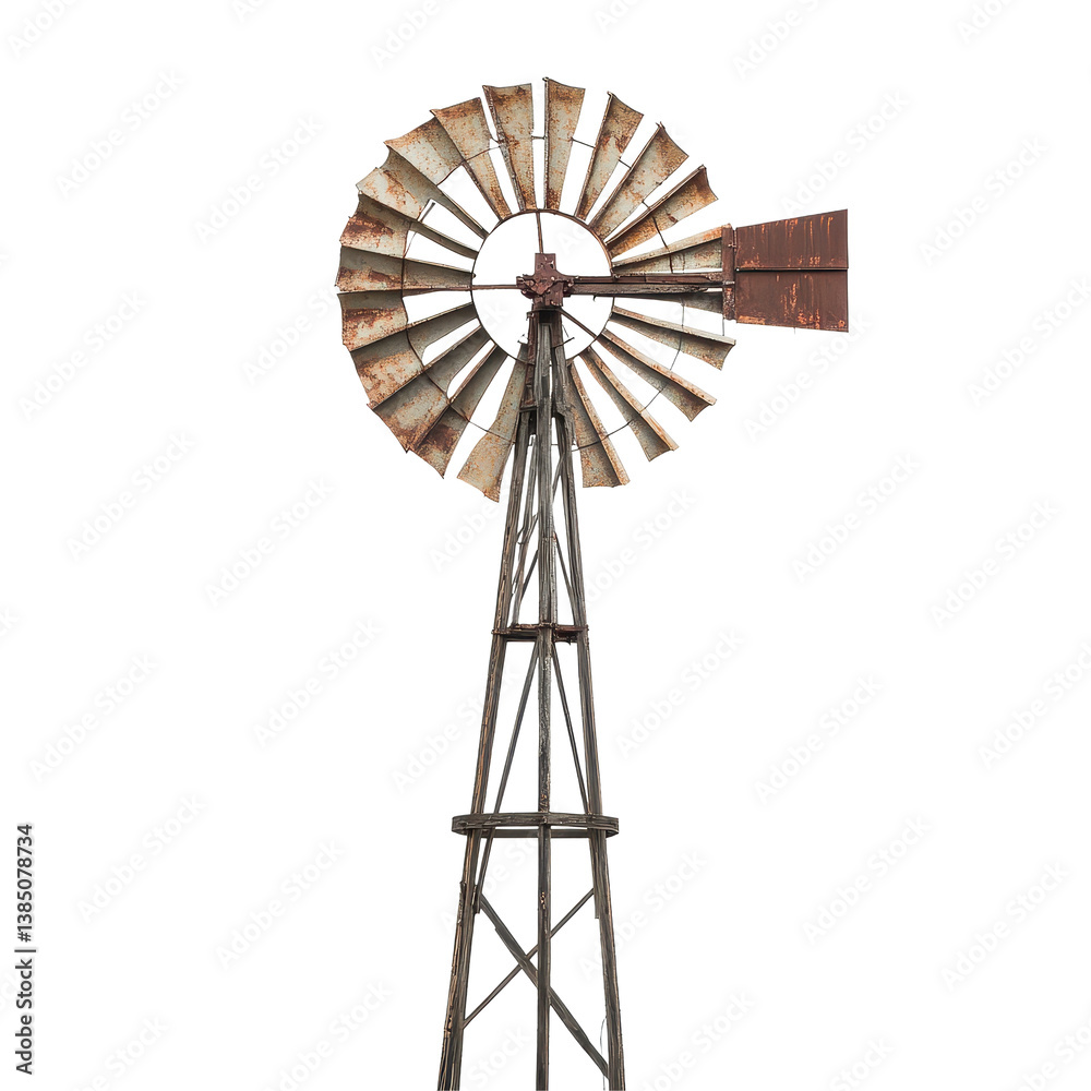 Rustic windmill stands tall against a bright desert sky creating a striking visual contrast in barren landscape, Rustic Windmill Against a Desert Sky, Transparent background Rustic windmill stands tall against a bright desert sky creating a striking visual contrast in barren landscape, Rustic Windmill Against a Desert Sky, Transparent background