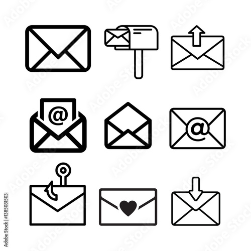 email icon set. envelope mail icon vector illustration