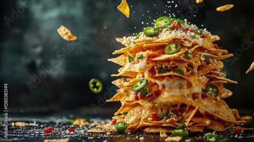 Tower of Nachos with Toppings
