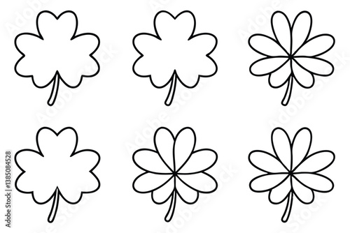 Clover Leaf Line Art Simple Drawing for Floral Artwork Design 
