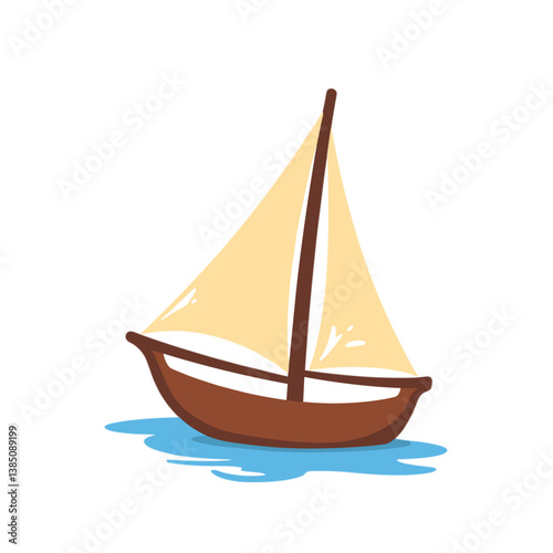 Cartoon sailboat sailing on calm water  