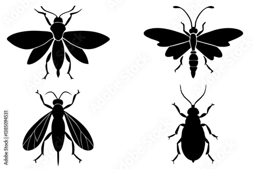 set of Insect silhouette vector illustration