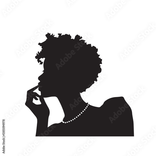 African woman silhouette  thinking vector concept illustration