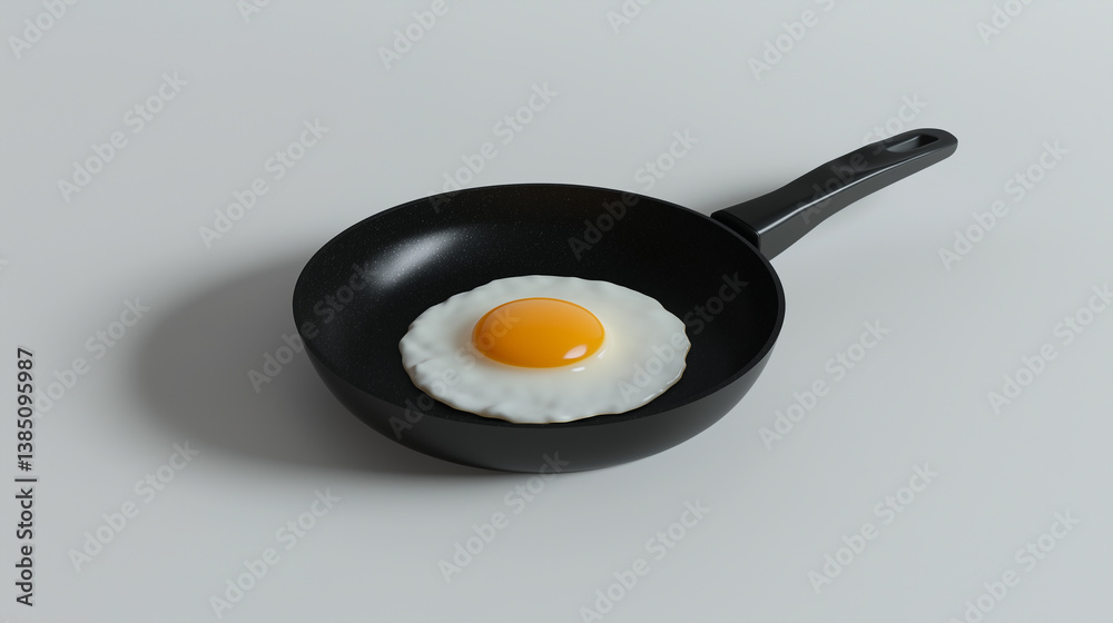Perfectly cooked sunny side up egg in black non-stick pan Perfectly cooked sunny side up egg in black non-stick pan