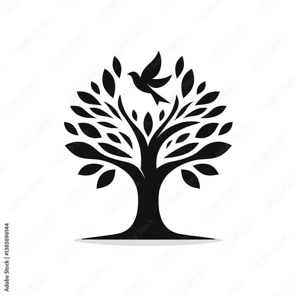 Obraz premium Eco-conscious tree icon with hidden bird design 