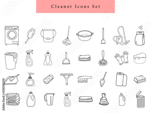 cleaner icon set hand drawn vector