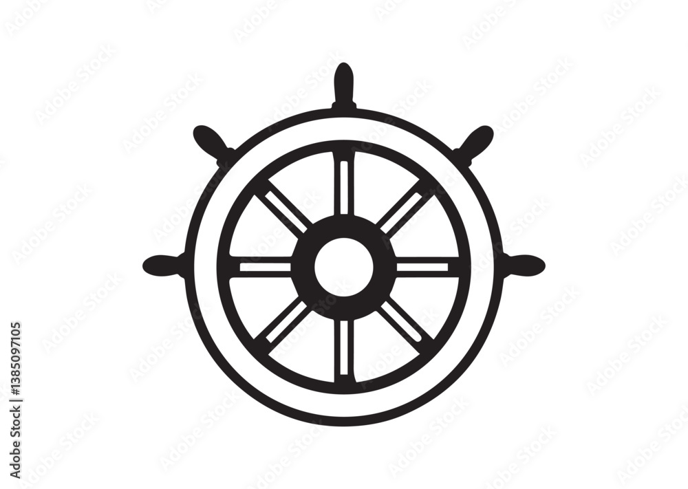 Obraz premium Steering wheel vector. ship steering silhouette vector