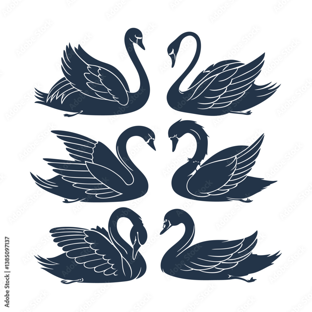 Obraz premium Swan silhouette bundle vector design