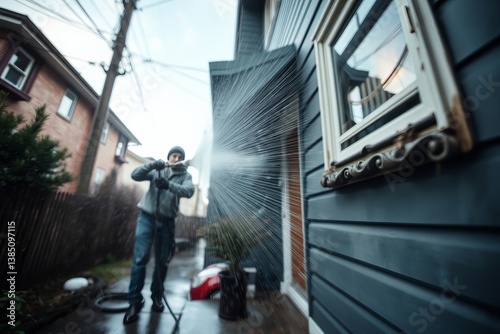 High Pressure Cleaning of Wall House