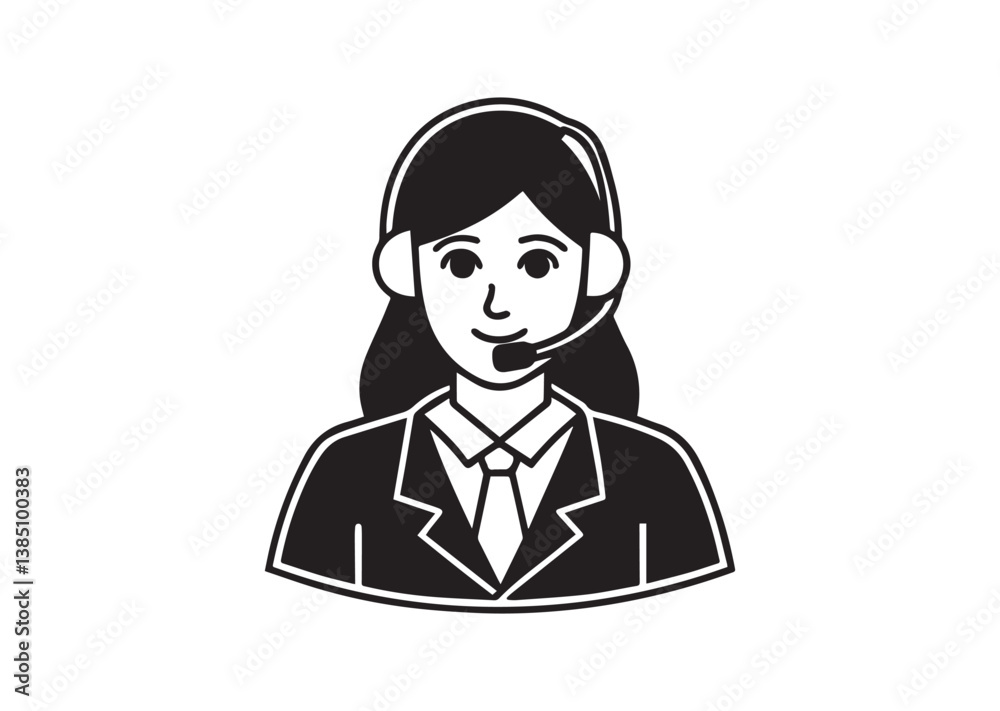 Call center woman silhouette vector, Customer service vector Call center woman silhouette vector, Customer service vector
