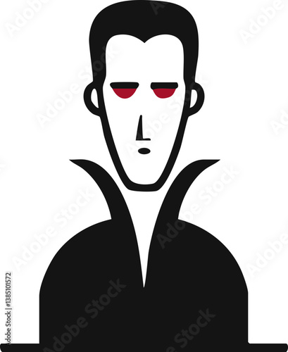 Vector Illustration of a Vampire with Red Eyes