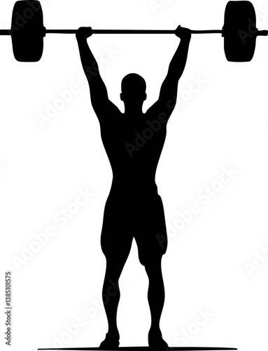 Silhouette of a Weightlifter Lifting a Barbell