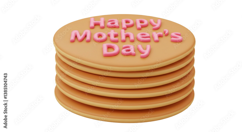 An illustrated stack of pancakes congratulating mothers on their special day An illustrated stack of pancakes congratulating mothers on their special day