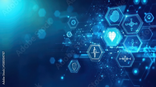 Wallpaper Mural Abstract medical technology icons network.  Medical technology, digital health concept, modern healthcare, medical icons, future of medicine Torontodigital.ca