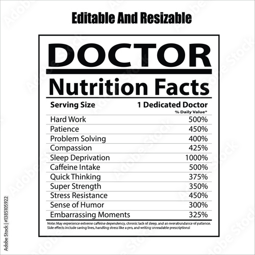 Doctor nutrition facts, Nutrition facts, 