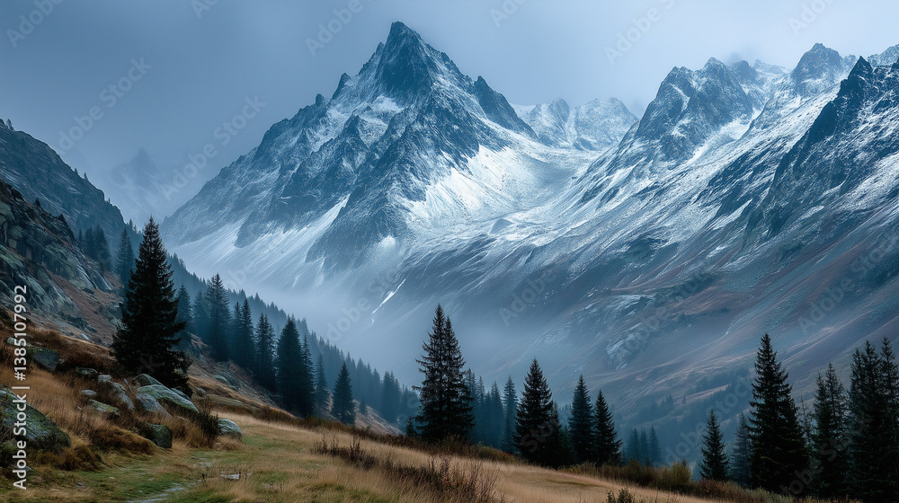 Witness an Expansive View of Majestic Mountains Adorned with Patches of Snow and Wispy Clouds that Create a Breathtaking and Inspiring Natural Panorama Witness an Expansive View of Majestic Mountains Adorned with Patches of Snow and Wispy Clouds that Create a Breathtaking and Inspiring Natural Panorama