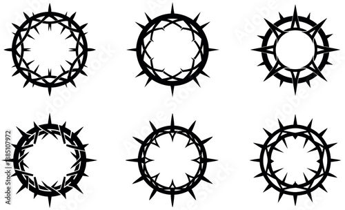 Symbolic Crown of Thorns Designs on a white background