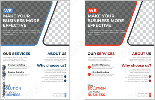 Corporate business flyer template design set with black, orange, red  color. marketing, business proposal, promotion, advertise, publication,