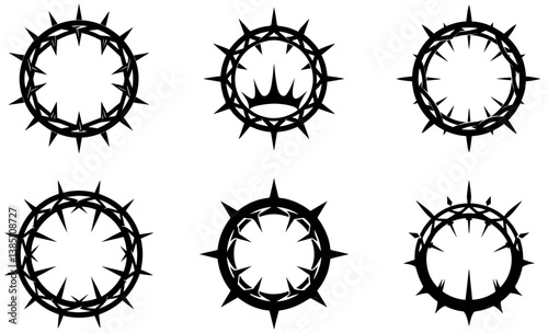 Symbolic Crown of Thorns Designs on a white background
