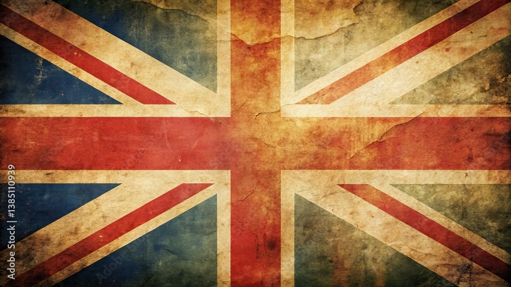 Fototapeta premium Classic Union Jack photos: vintage style, old British flag images, retro UK.