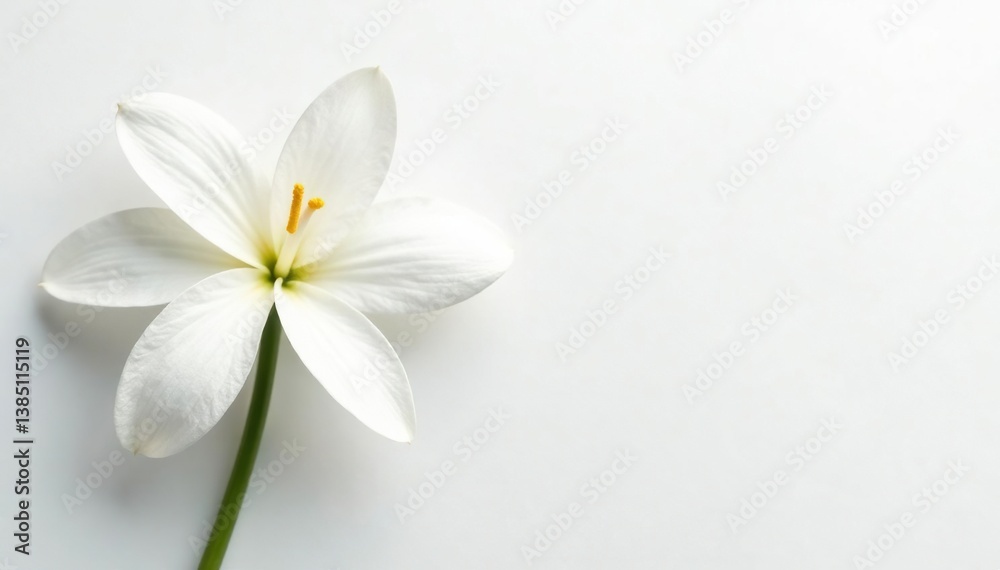 Fototapeta premium Close-up shot of pristine white petals on a stark white background, high resolution, flower, backdrop