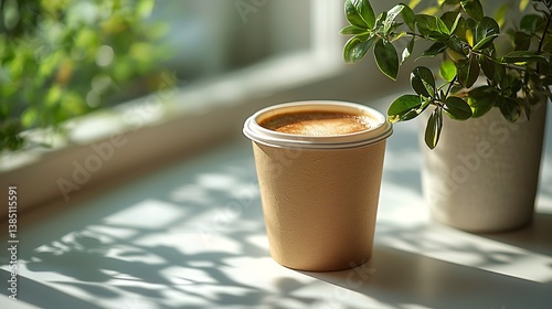 Beige paper coffee cup on clean high resolution picture