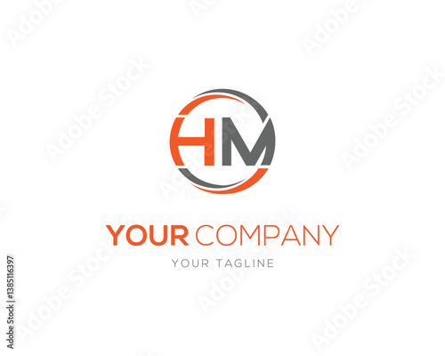 HM Abstract Letter Initial Logo Design Template Vector.
